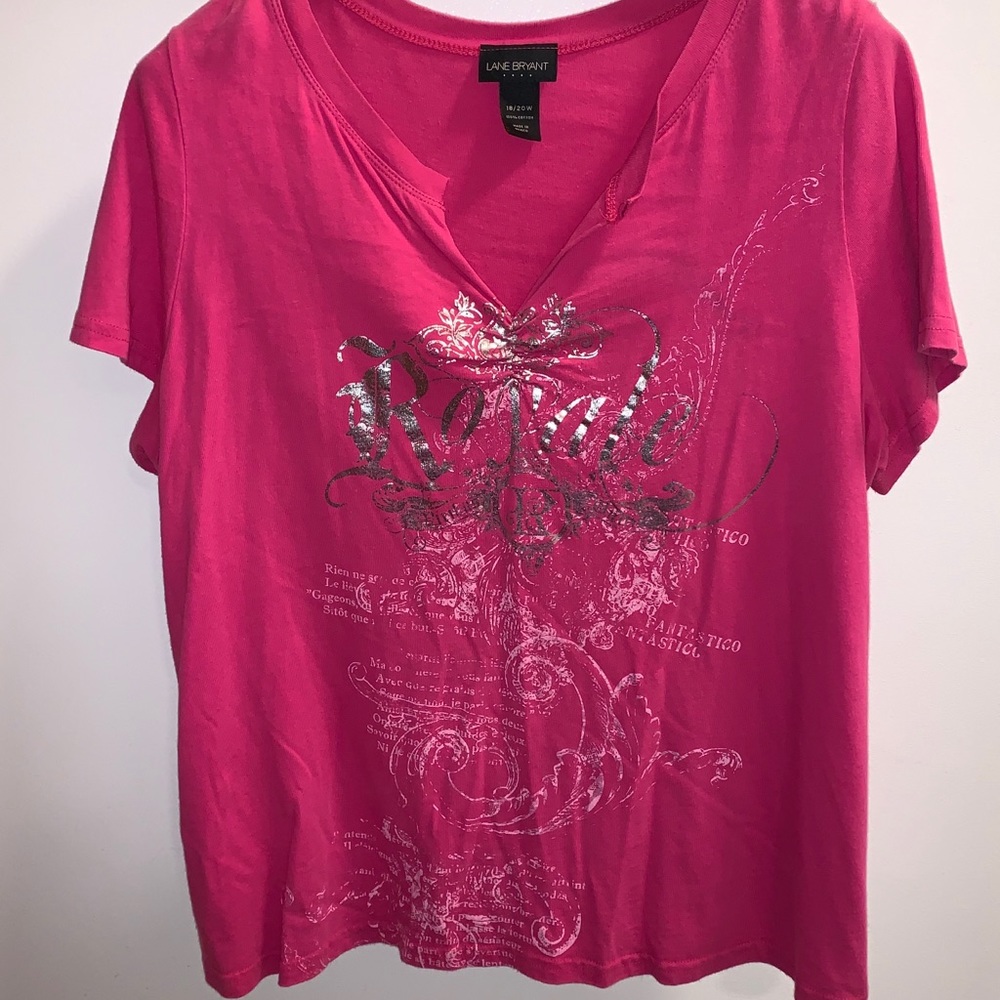 Lane Bryant top. Pink with silver detail. 18/20w